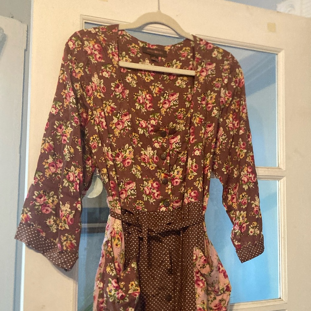 April Cornell floral and polka dot dress